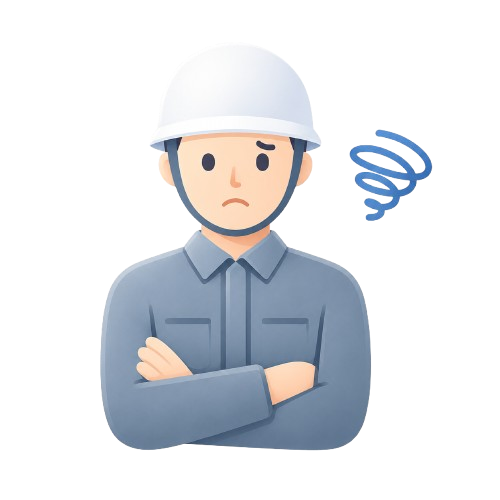 困っている作業員のイラスト